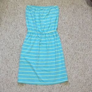 Strapless striped mini dress